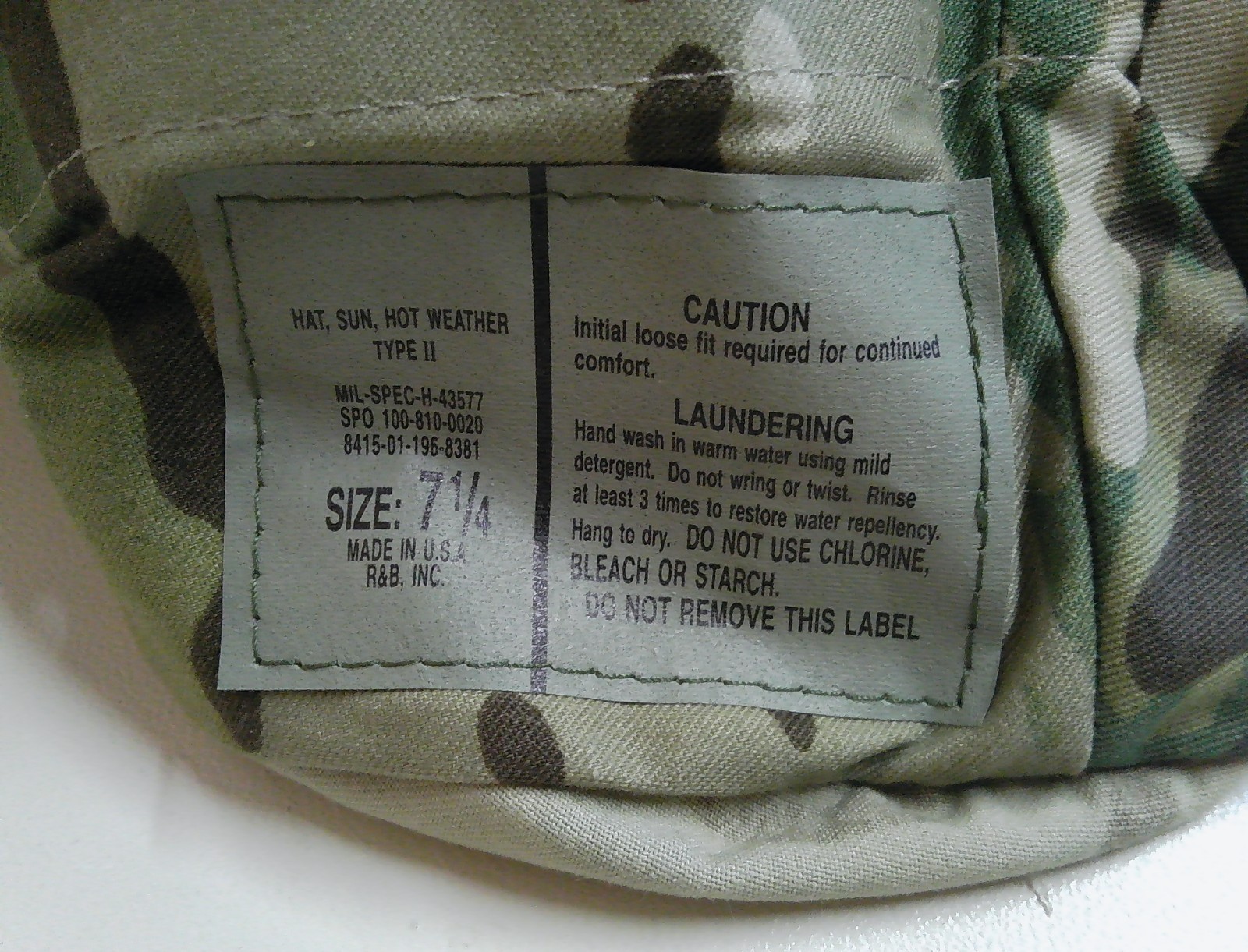 US Military Issue Multicam Camouflage Hot Weather Boonie Sun Hat Cap Size 7-1/4