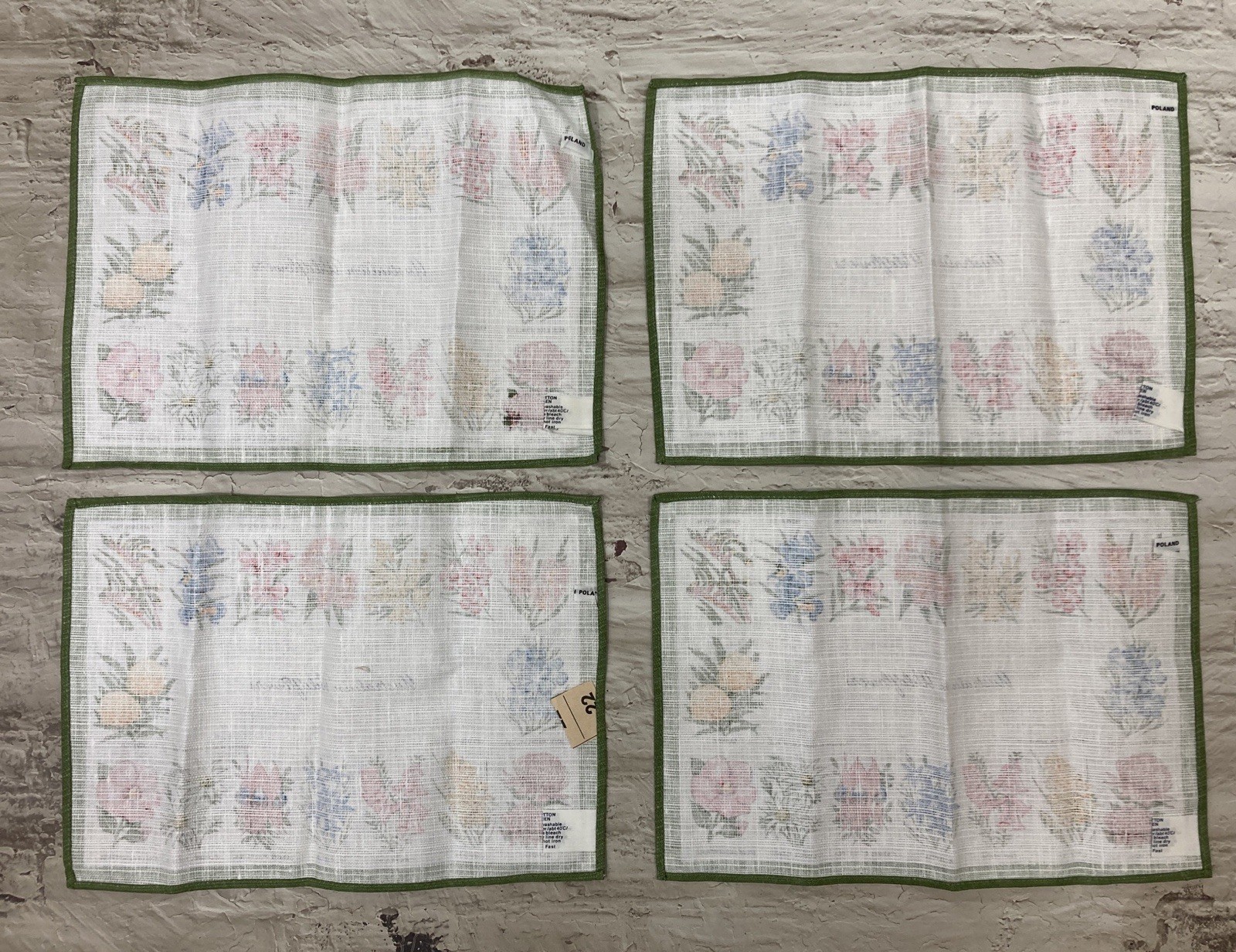 Australian Wildflowers Placemats Linen Cotton Set of 4 Made in Poland NOS