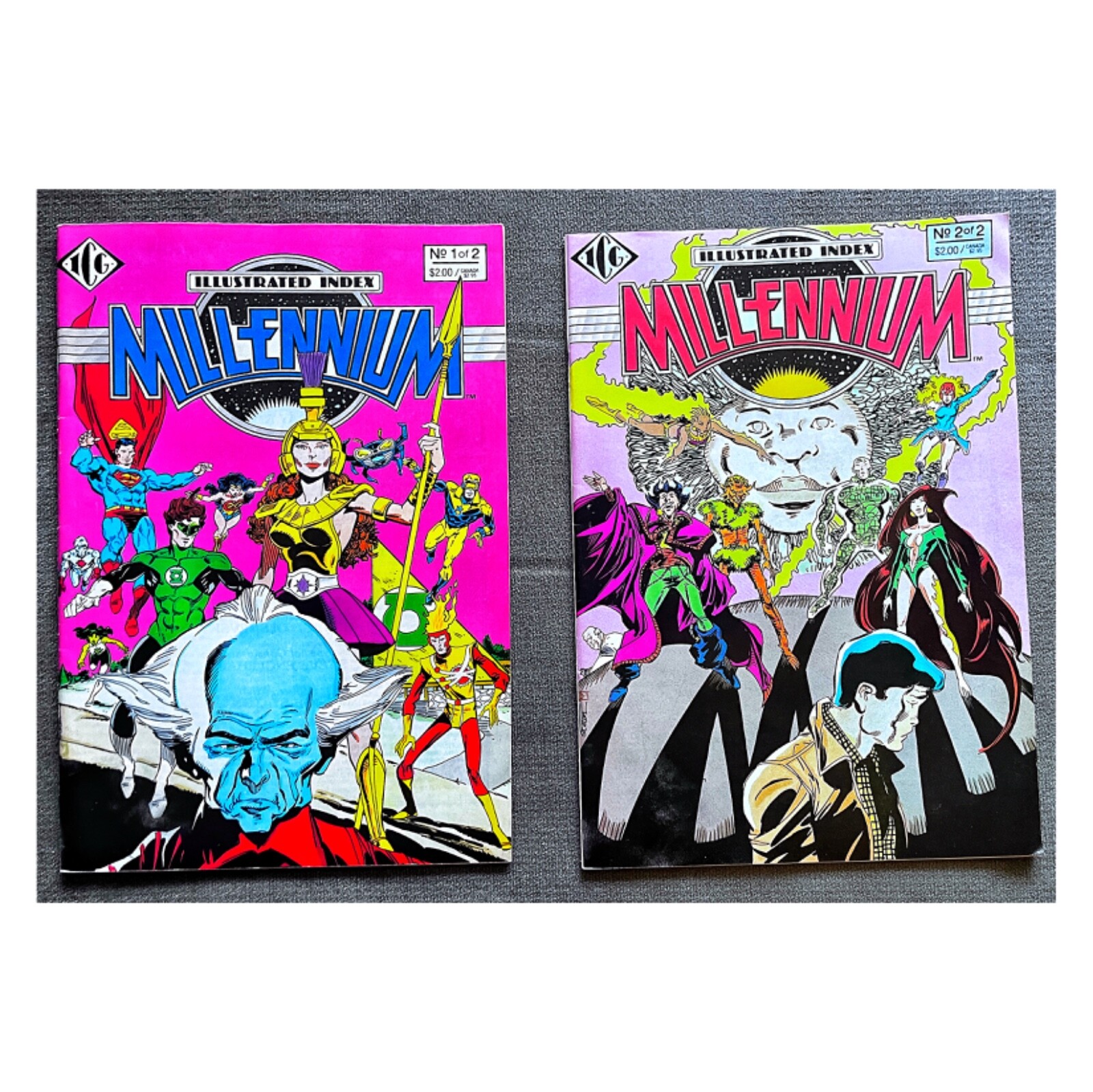 ICG🔴Millennium💥Illustrated Index #1 #2 Full Series B&W Text Comic Character VG