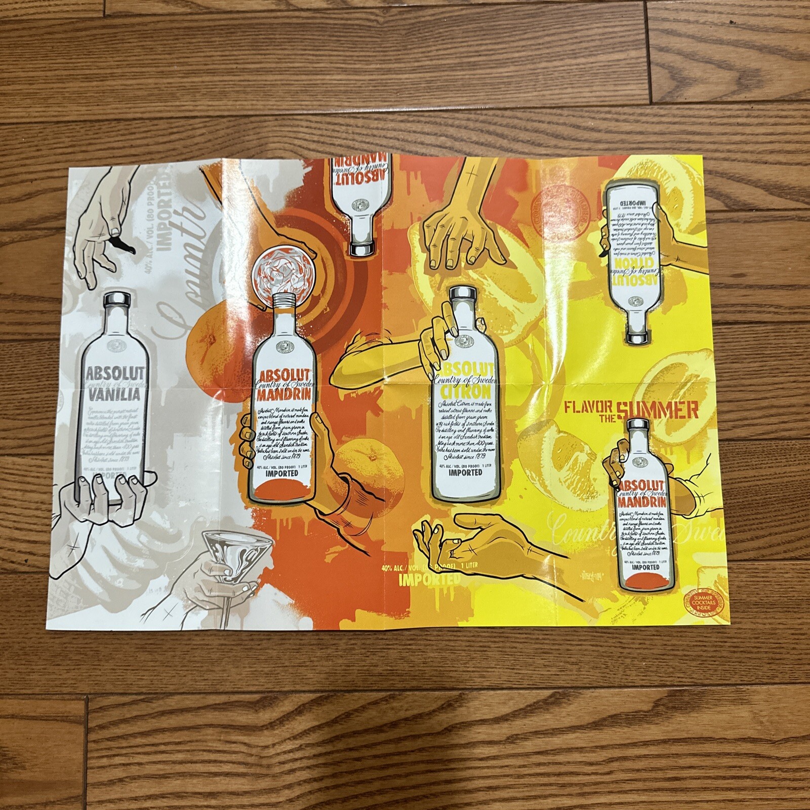 2004 Absolut Advertising Promo Poster 99 Days Flavor The Summer 14 Recipes 12×17