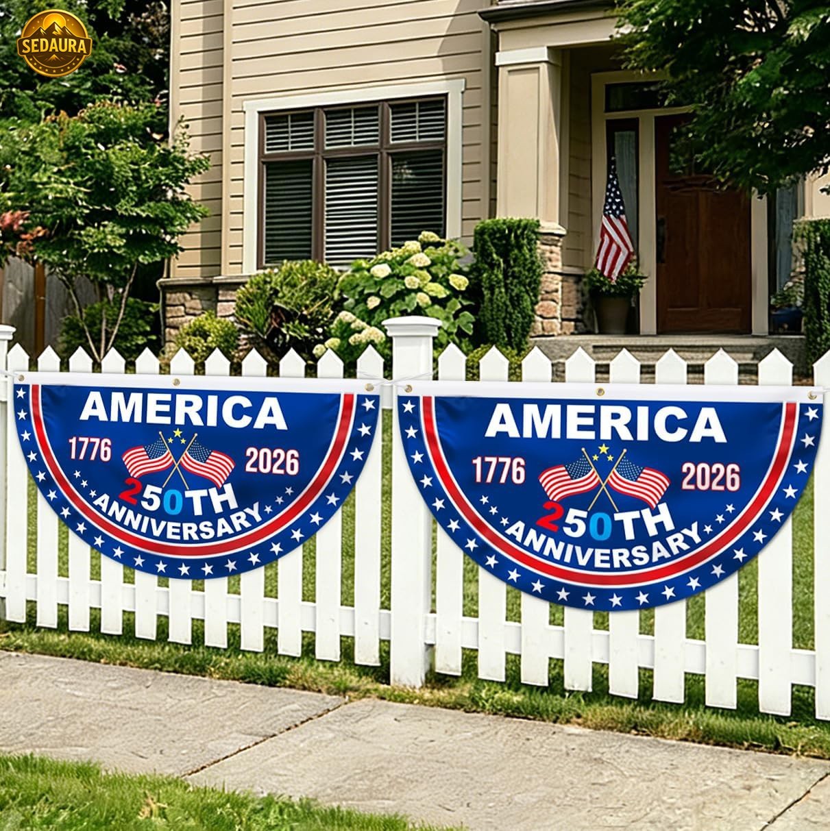 USA 250th Anniversary Flag Bunting Patriotic Banner 1776-2026 4th of July decor