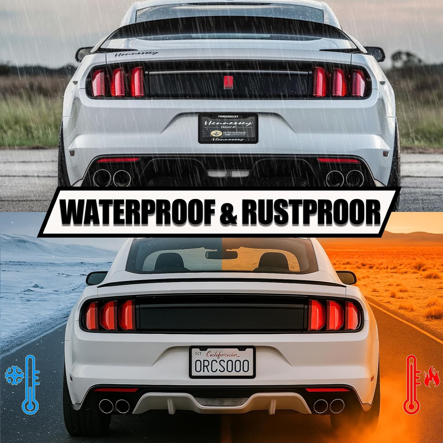 2-Pack License Plate Frame Holder, Black Aluminum Slim Fit for Cars/Trucks
