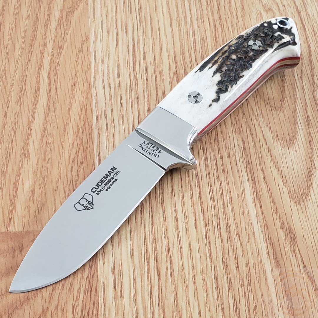 Cudeman Akeley Fixed Knife 4 Polished Finish Bohler N690 Steel Blade Stag Handle