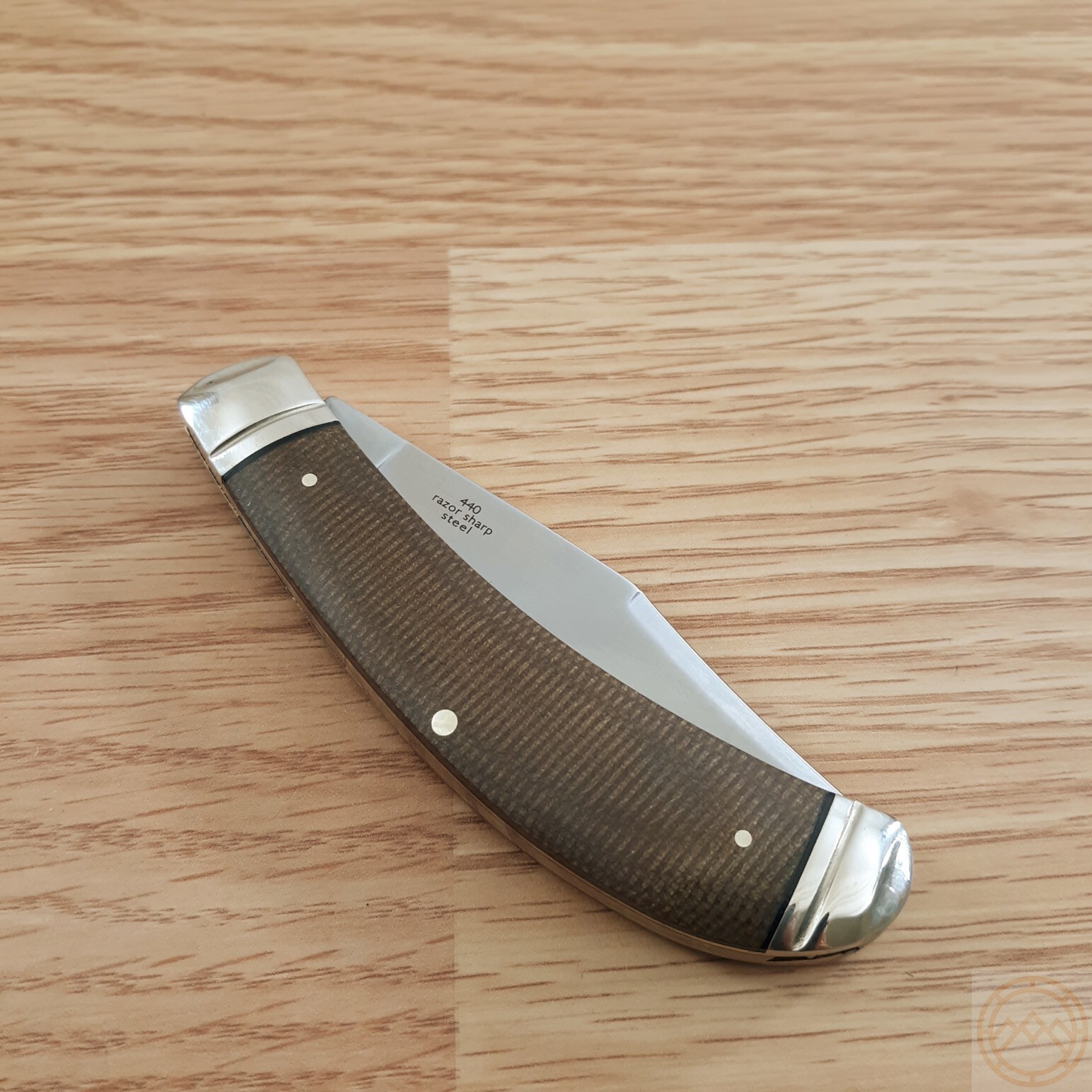 Rough Ryder Bow Trapper Folding Knife 3″ 440 Steel Blade Brown Micarta Handle