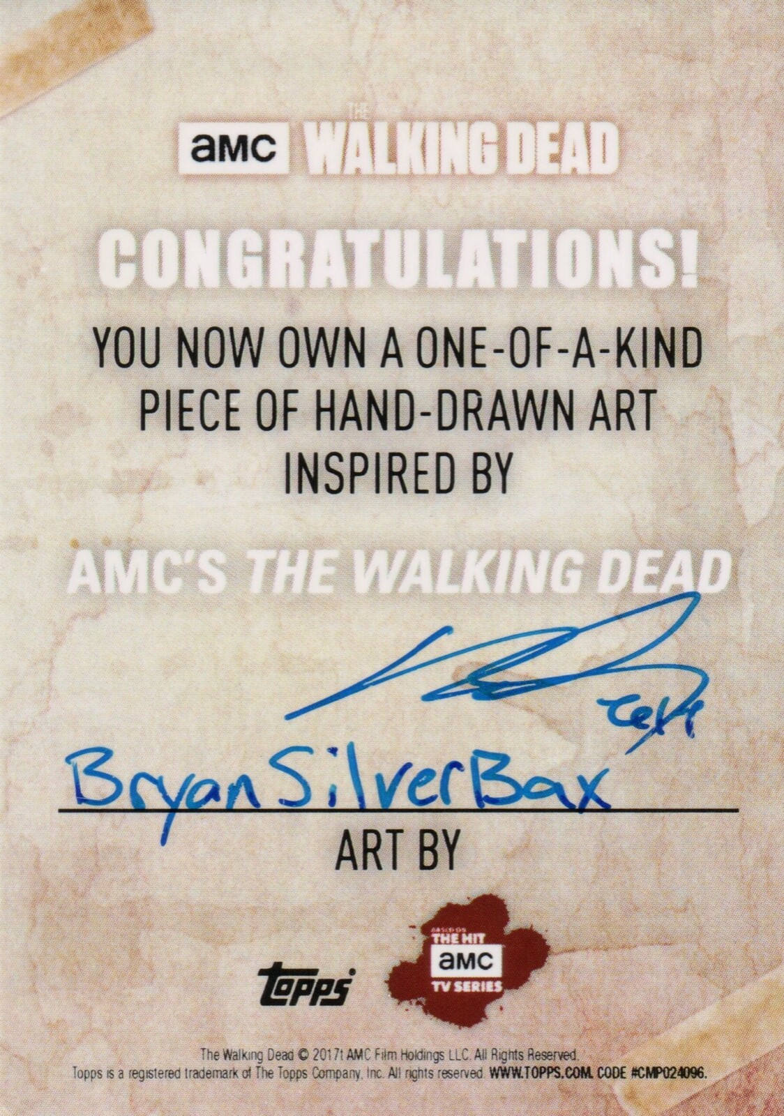 The Walking Dead Evolution, Bryan Silverbax Sketch Card 1/1