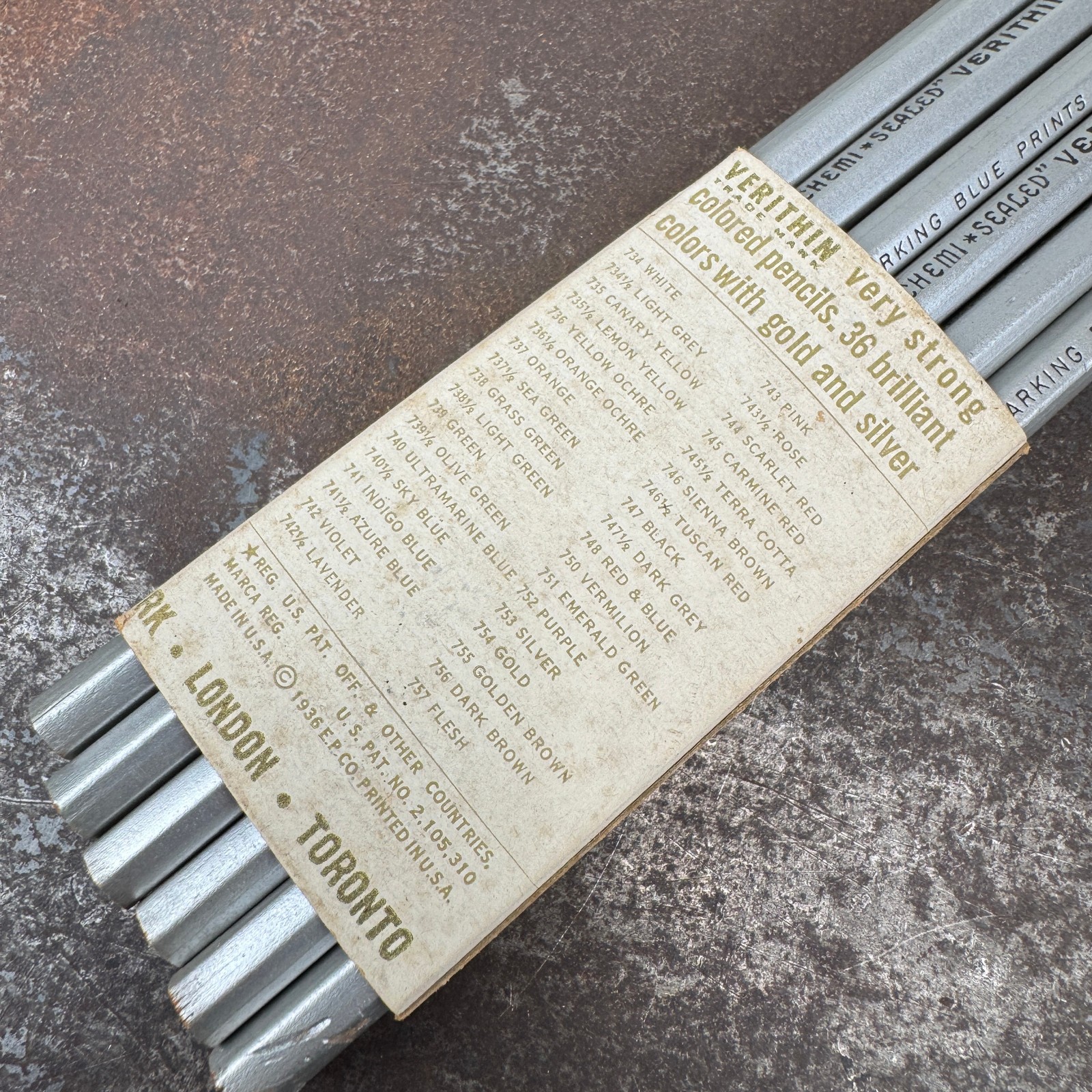 12x Vtg EAGLE Verithin Silver #753 Pencils “Also Ideal For Marking Blueprints”