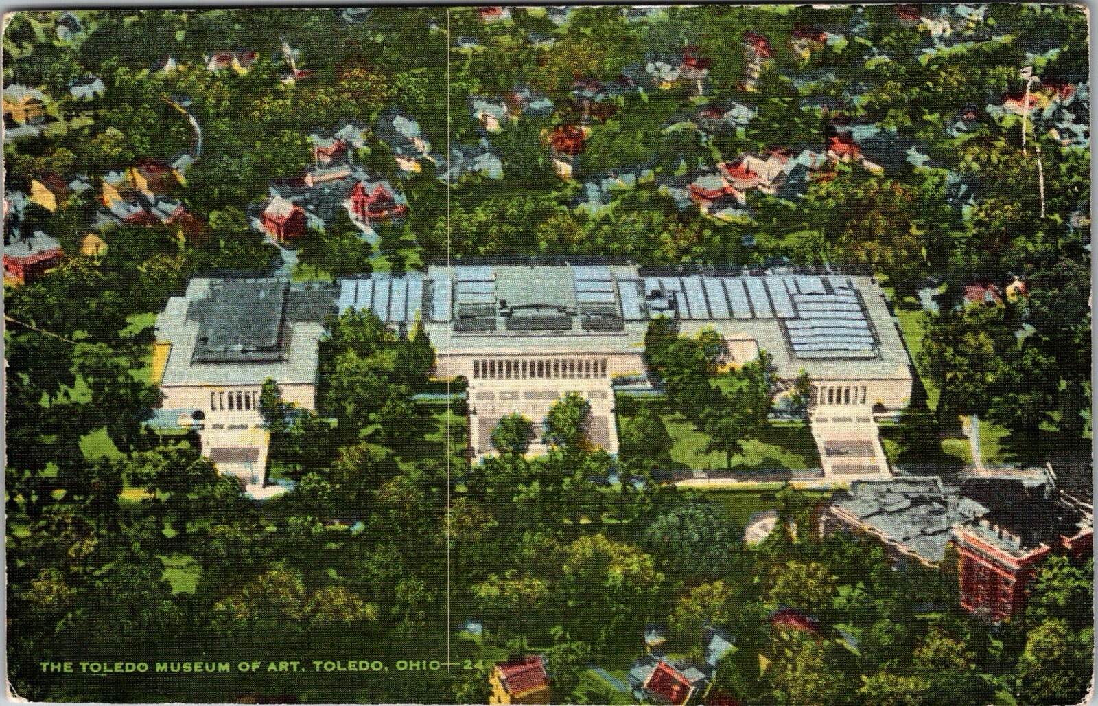 Toledo OH-Ohio, Aerial Art Museum Building, Antique Vintage c1949 Postcard JK10