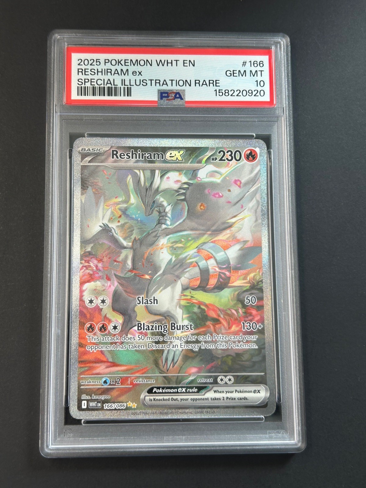 Pokémon TCG Reshiram ex 166/086 Sv: White Flare SIR Holo English PSA 10