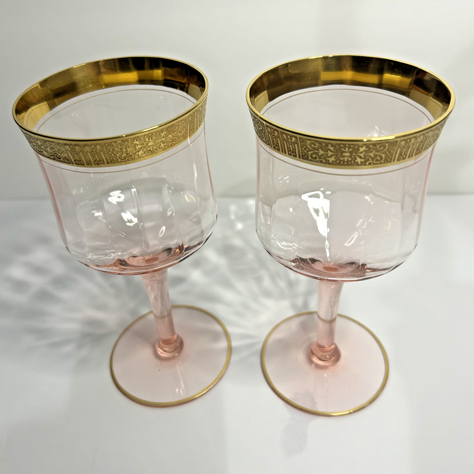 Tiffin Franciscan Valencia Rose Gold Encrusted Crystal Glasses Choose Your Set