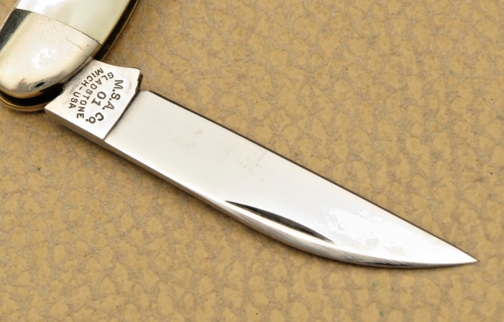 MARBLES USA by Queen Cutlery Wharncliffe Whittler Knife Cracked Ice Handles MINT