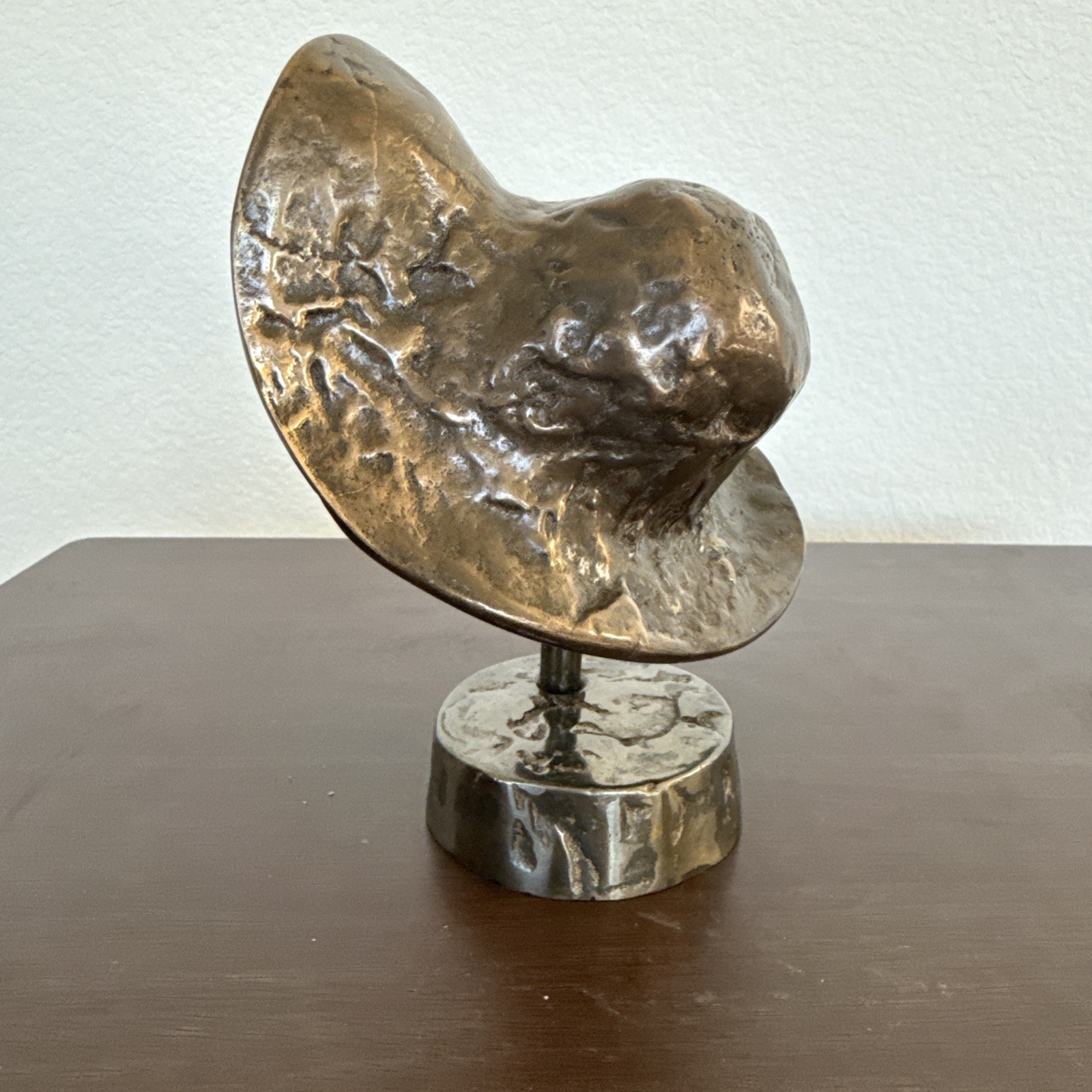 BRONZE SCUPTURE ARTIST SIGNED YVES LOHE SIGNED BUST Woman w/ Hat 6 1/4″
