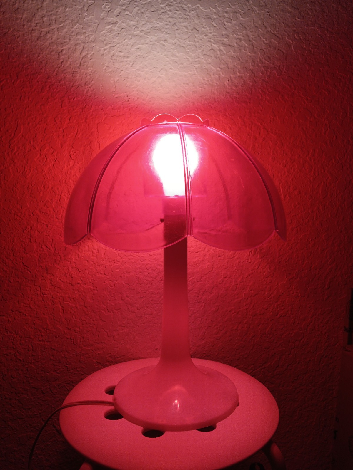 Vintage 1970s Lamp Mushroom Red/White Plastic