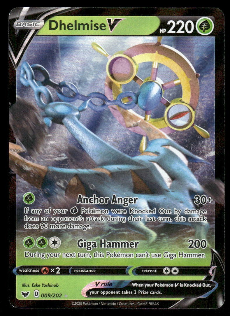 Dhelmise V 2021 Shining Fates Full Art Ultra Rare Holo Pokemon Card 009/202 (NM)