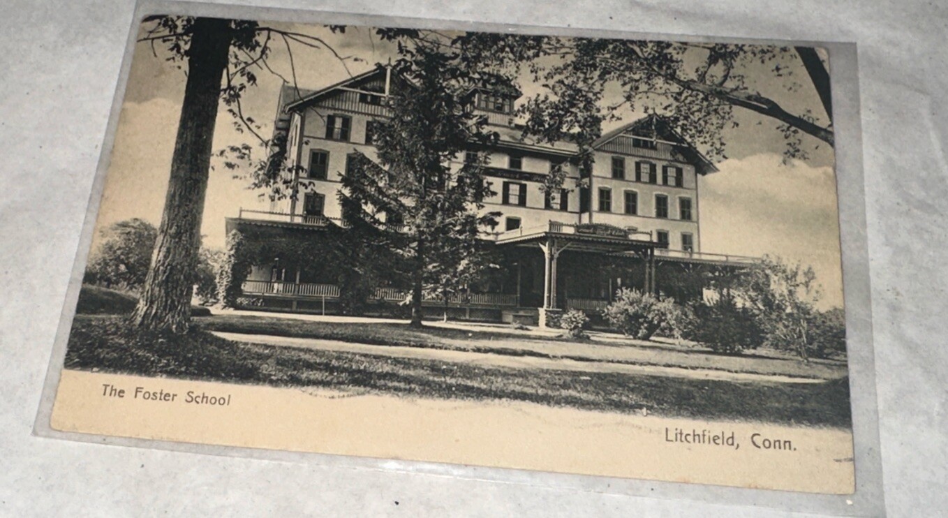 The Foster School Litchfield Ct Connecticut Postcard 1908