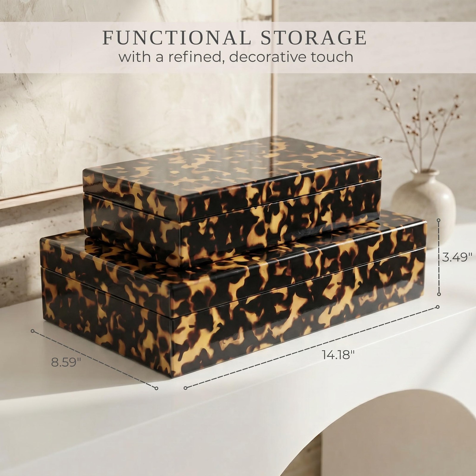 Decorative Storage Boxes with Lids – Set of 2 Beautiful Organizer Bins for Yo…