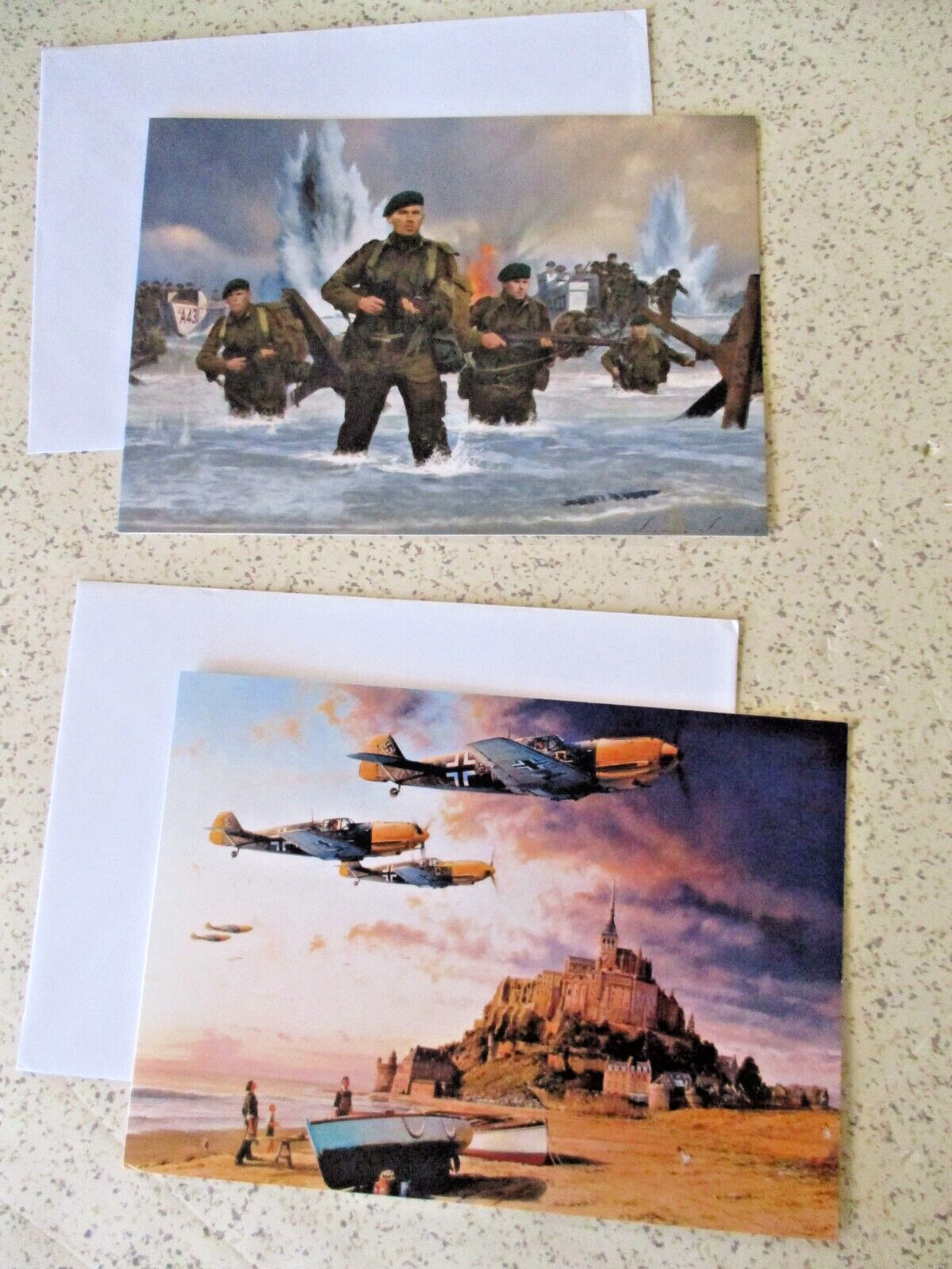 2 CARDS, THE MILITARY GALLERY ENGLAND, “D-DAY & ACES ON THE WESTERN FRONT”, MINT