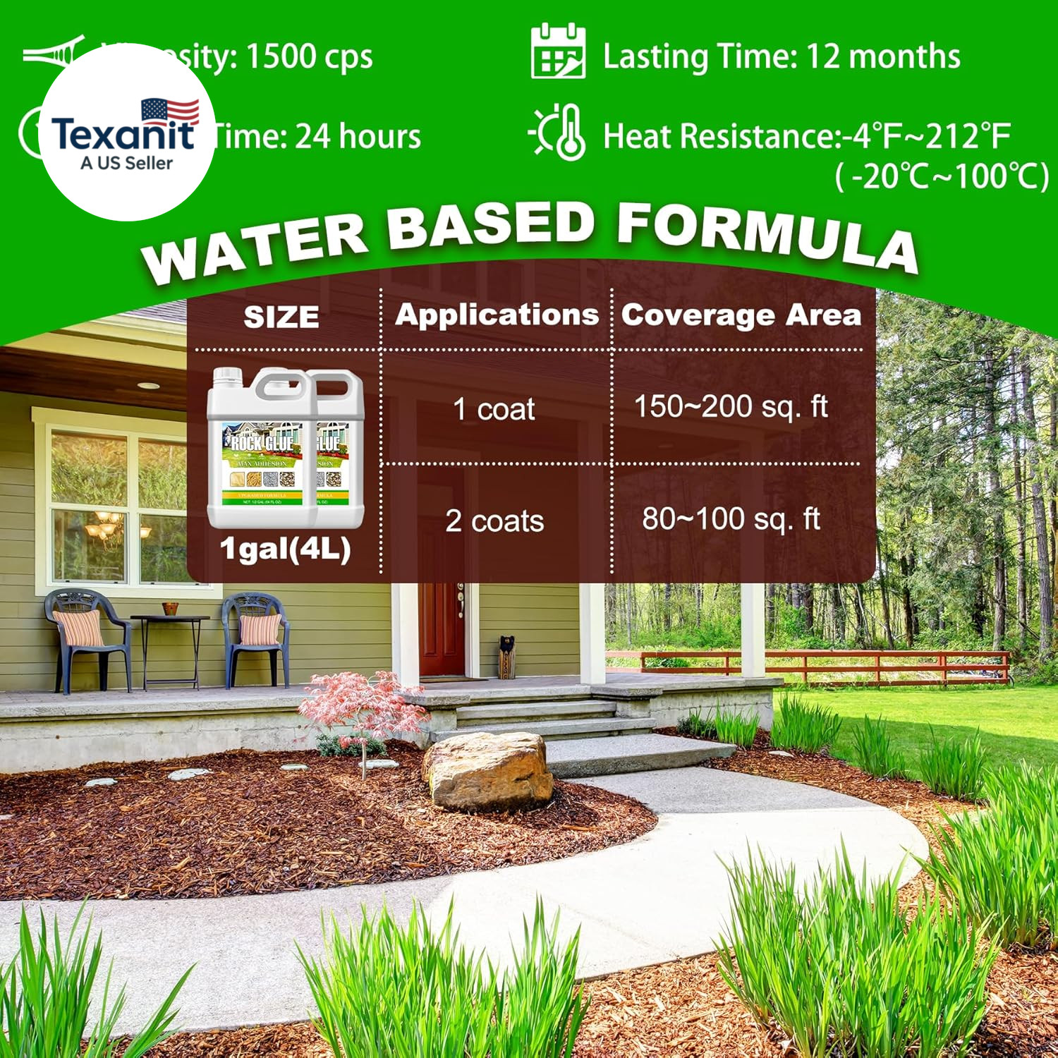 Mulch Glue for Landscaping with Dye Paste, 128Oz Rock Glue, Strong Adhesion Fast