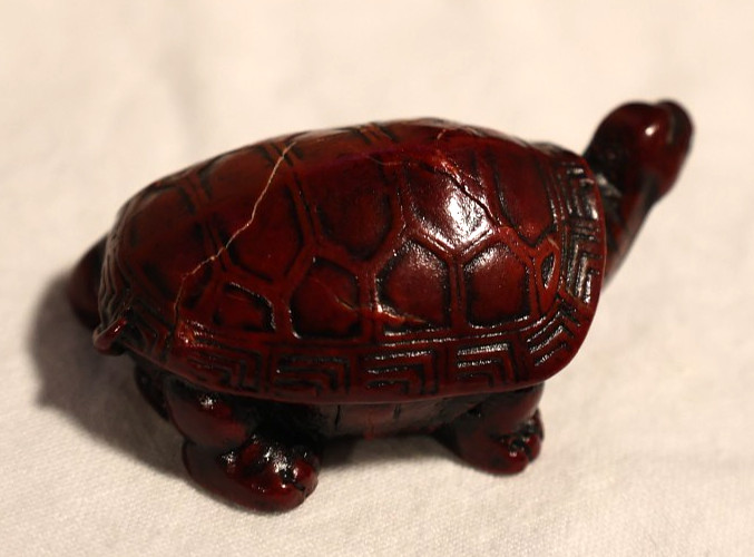2 1/2 inch Carved Wooden Tortoise from Galapagos vacation in early 2000s