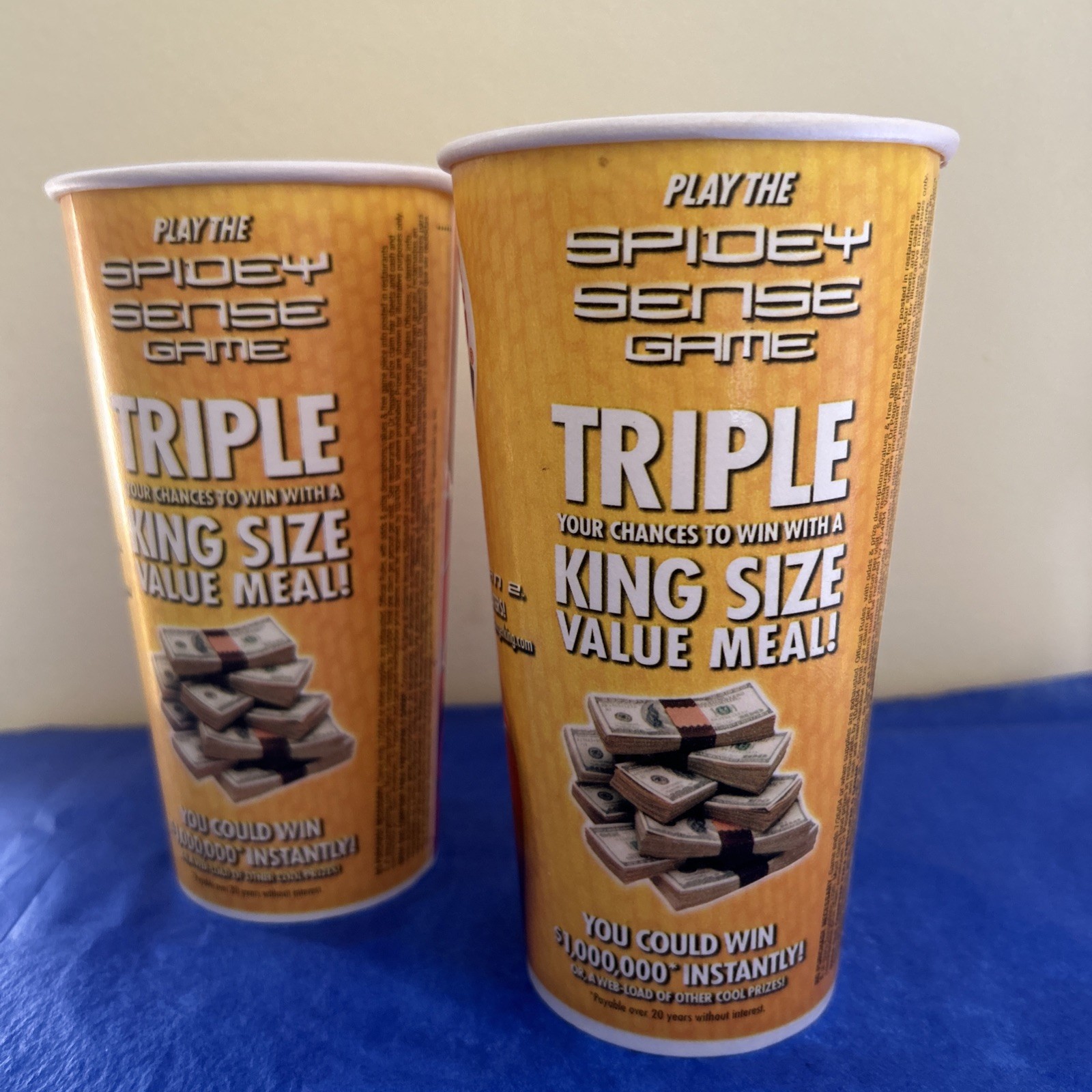 2004 Burger King Spider-Man 2 Wax Paper Cup Scarce / Vintage Set of 2 – Clean