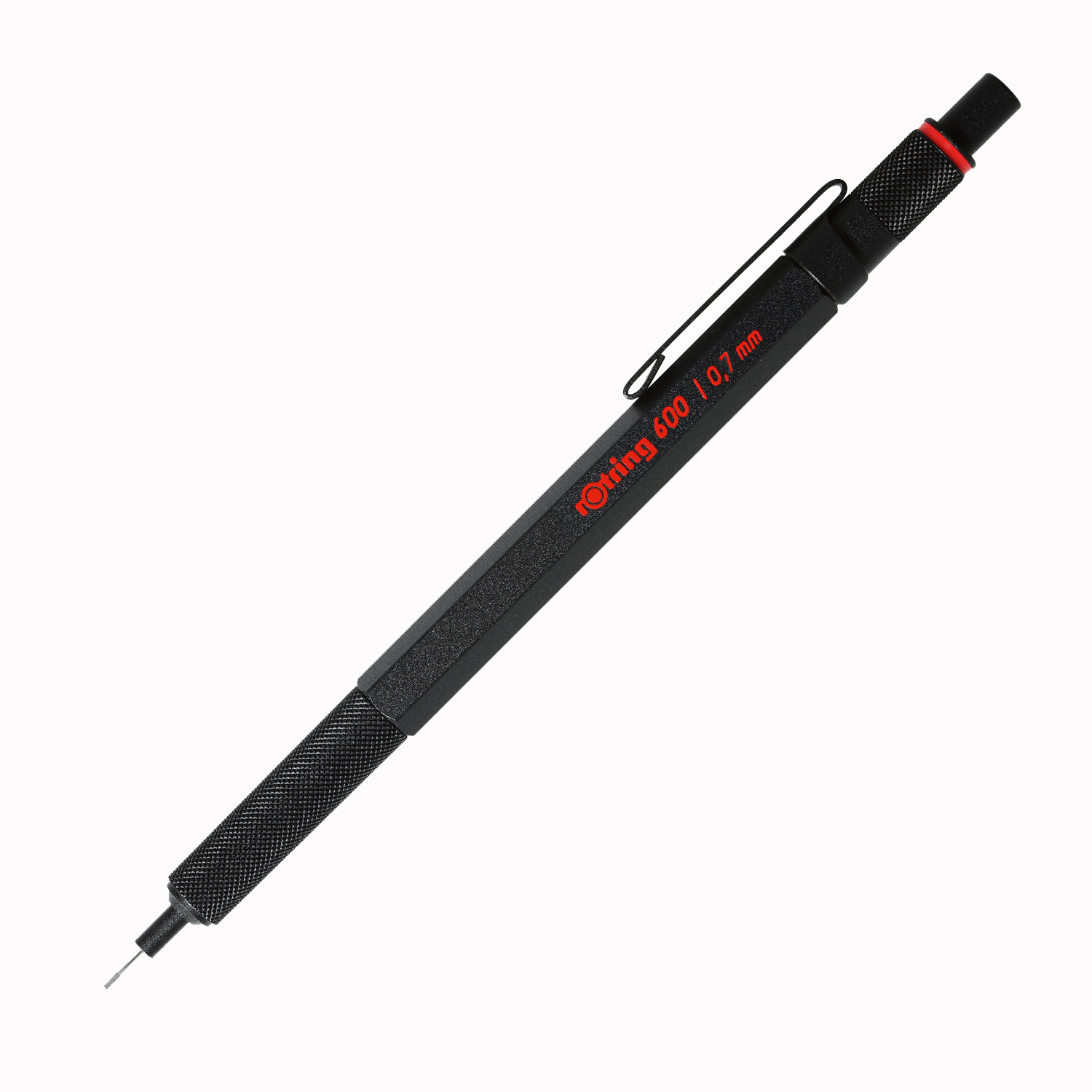 Rotring 600 Pencil Black Knurled 0.7 mm Pencil Red Letters New In Box