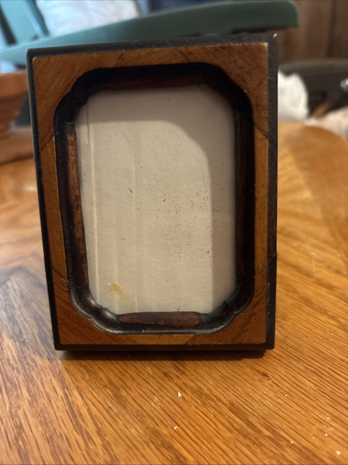 Vintage Small Tone Solid Wood Picture Frame Mini Tabletop Easel Back Thailand