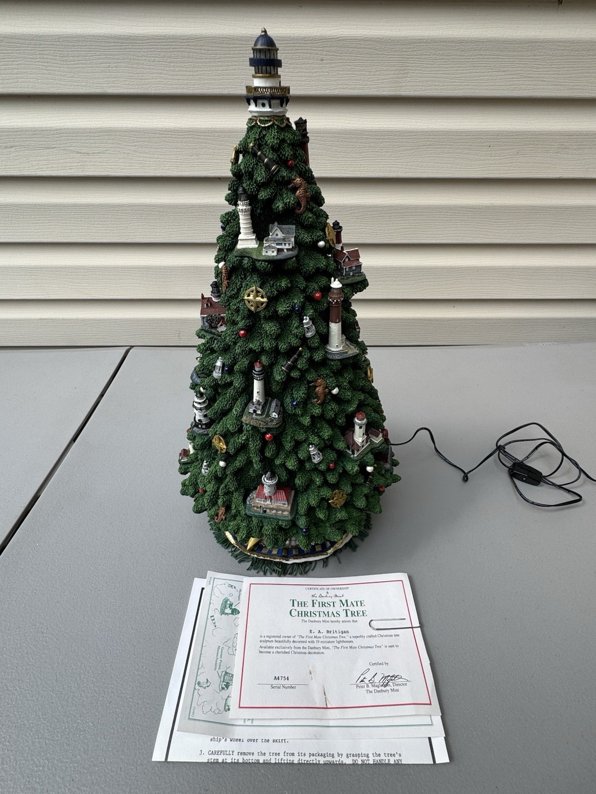 Vintage Danbury Mint “First Mate” Christmas Tree Lighthouse Nautical Beach Theme