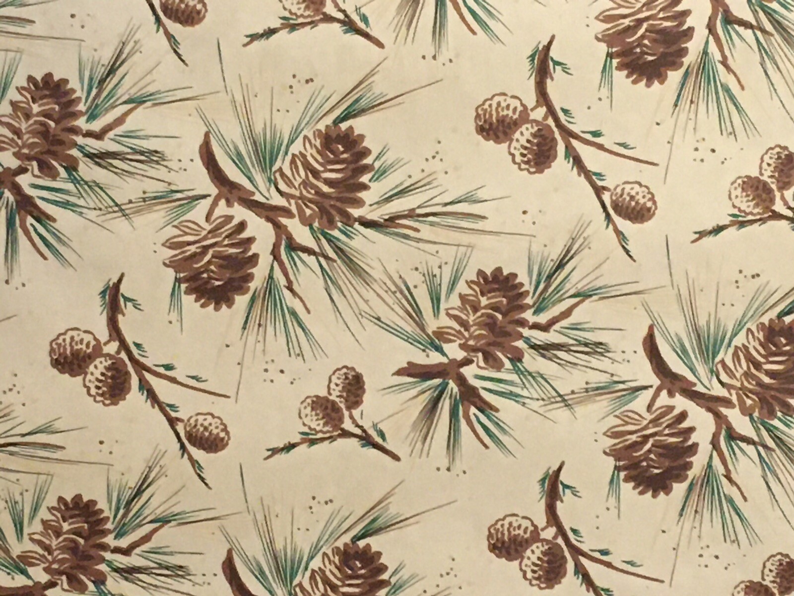 VTG CHRISTMAS PINE CONE WINTER STORE WRAPPING PAPER GIFT WRAP 2 YARDS X 24″