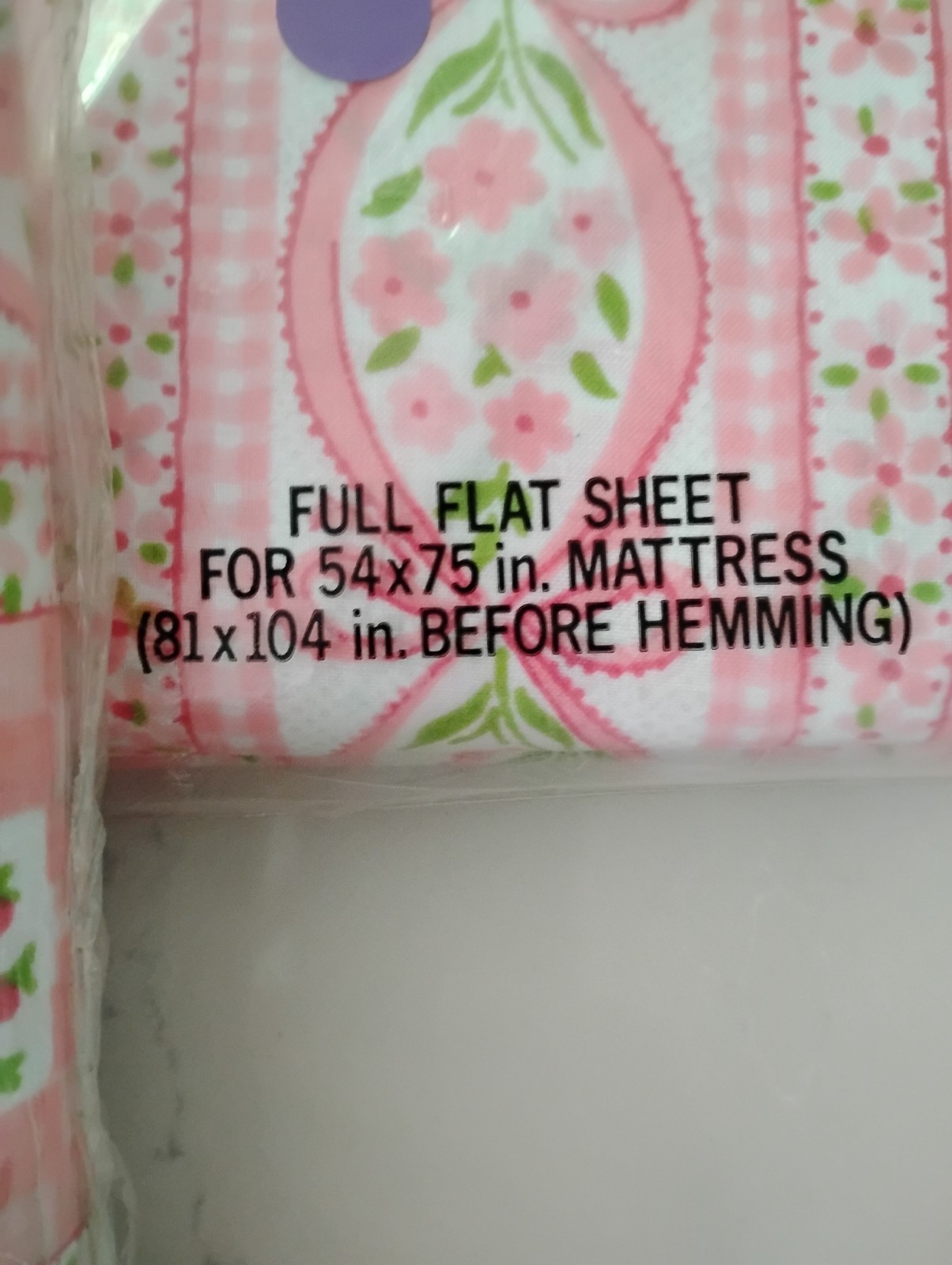 VintageTastemaker Full Flat & Fitted Sheet Set Pink Floral Cottage NOS