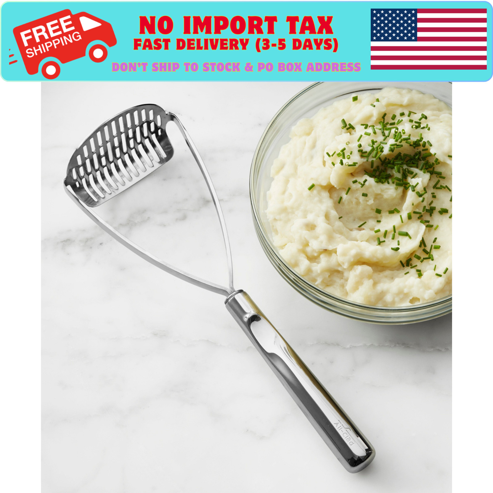 NEW. All-Clad Stainless-Steel Potato Masher