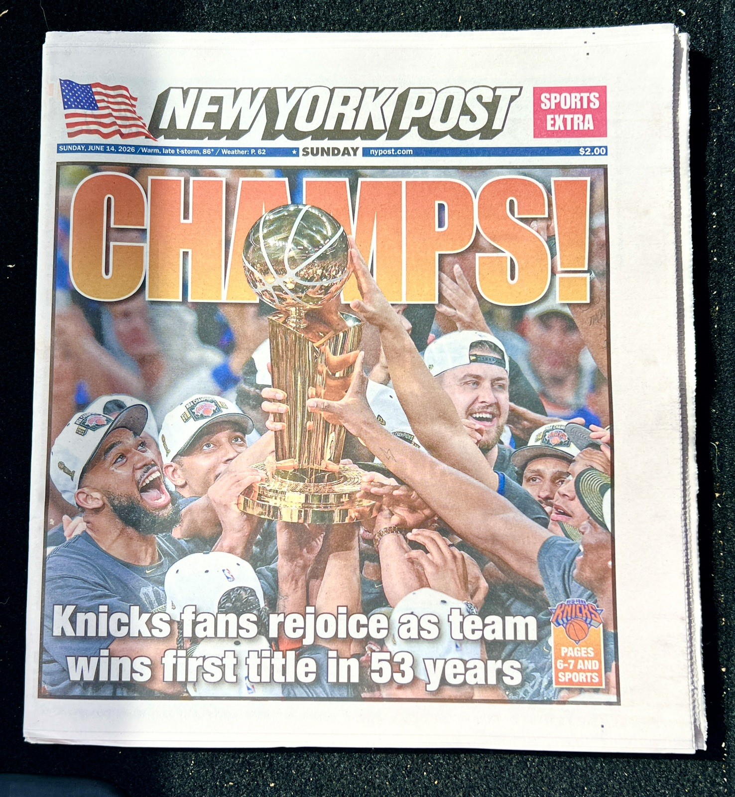 CHAMPS! KNICKS WIN NBA FINALS! WE’RE NUMBER BRUN! New York Post 6-14-2026