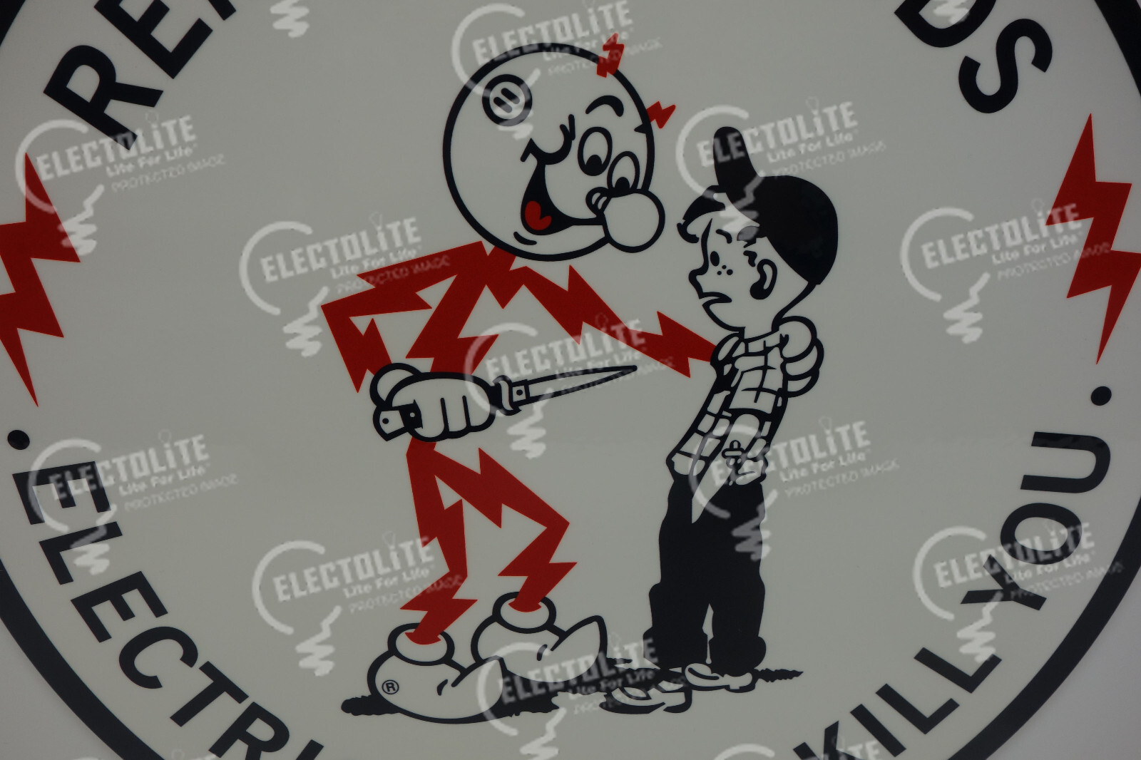 Reddy Kilowatt KNIFE SAFETY POWER ELECTRIC LIGHT COMPANY MEDIUM 12″ IN DIAMETER!