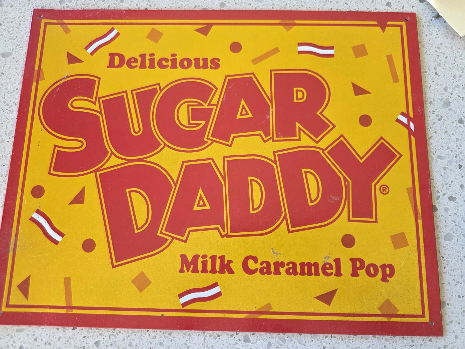 Vintage SUGAR DADDY Metal Sign 1999 Milk Chocolate Pop Candy