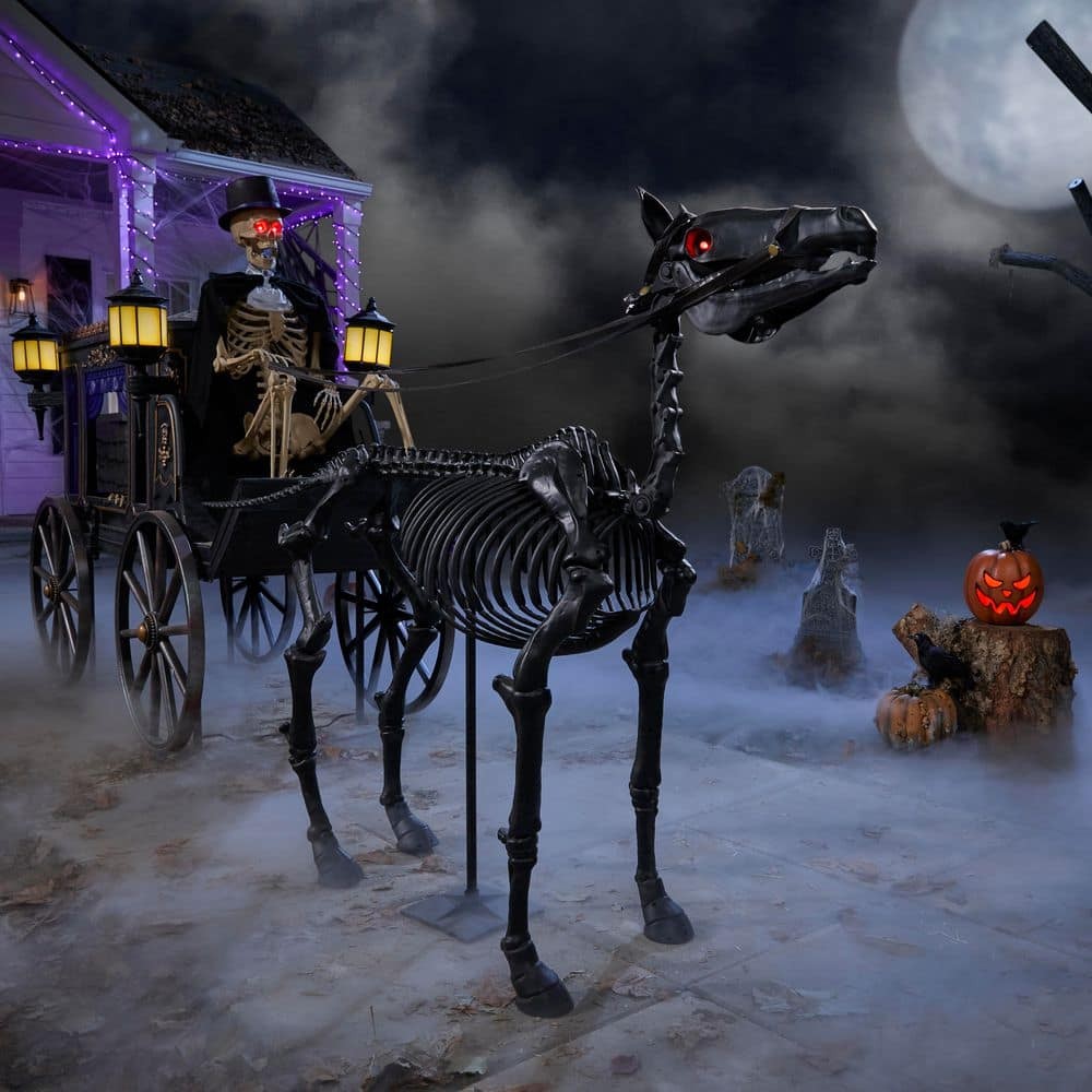 Skeleton Pony 5.5 FT Grave and Bones LED Halloween Decoration Outdoor Yard Decor
