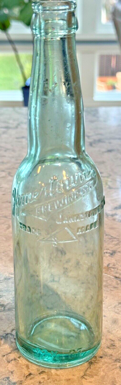Vintage Embossed Aqua Glass Jamestown Brewing Co. 12.5 oz Bottle Jamestown, NY