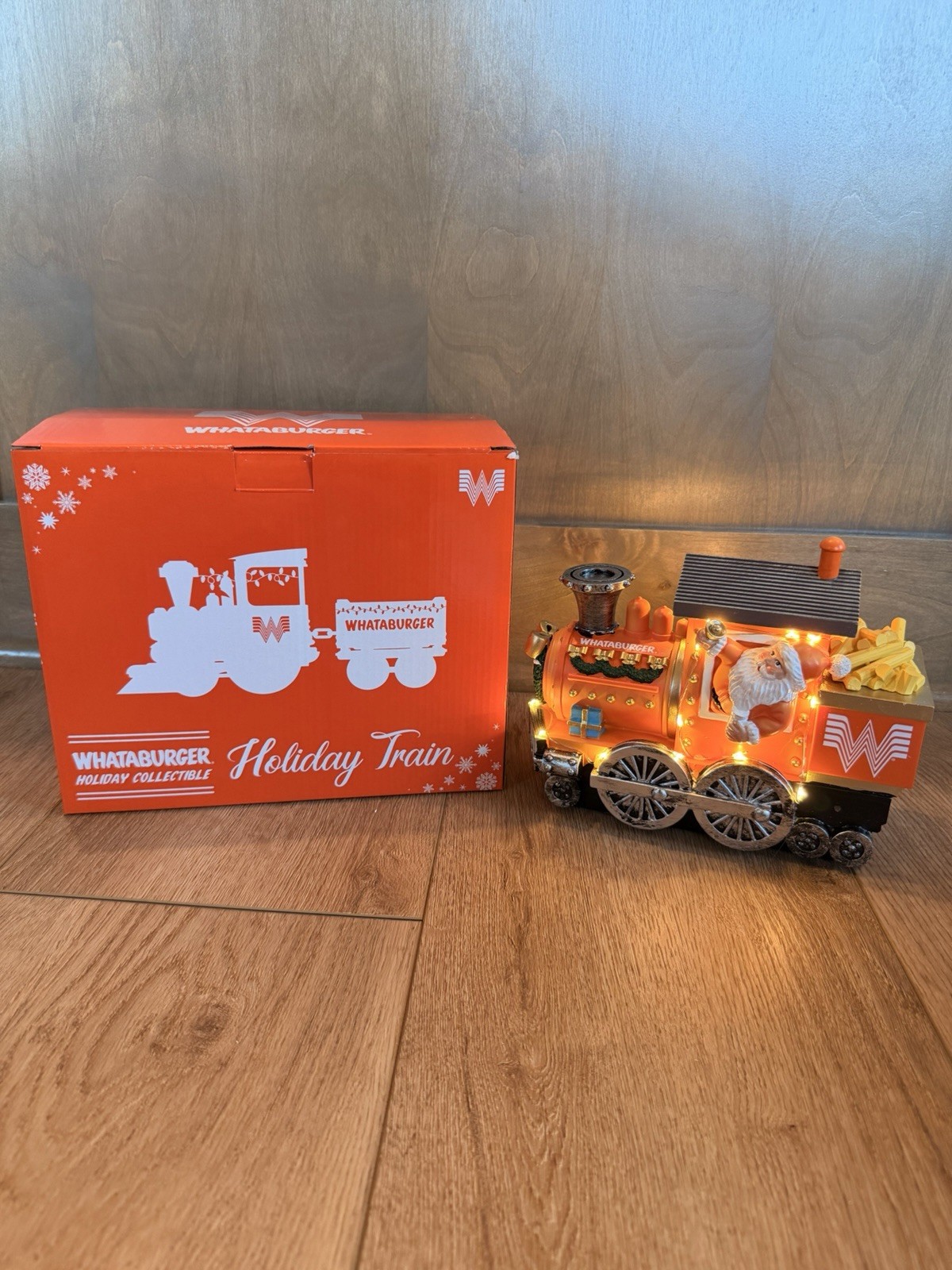 Whataburger Holiday Train Christmas Collectible Lighted Santa Engine w/ Box