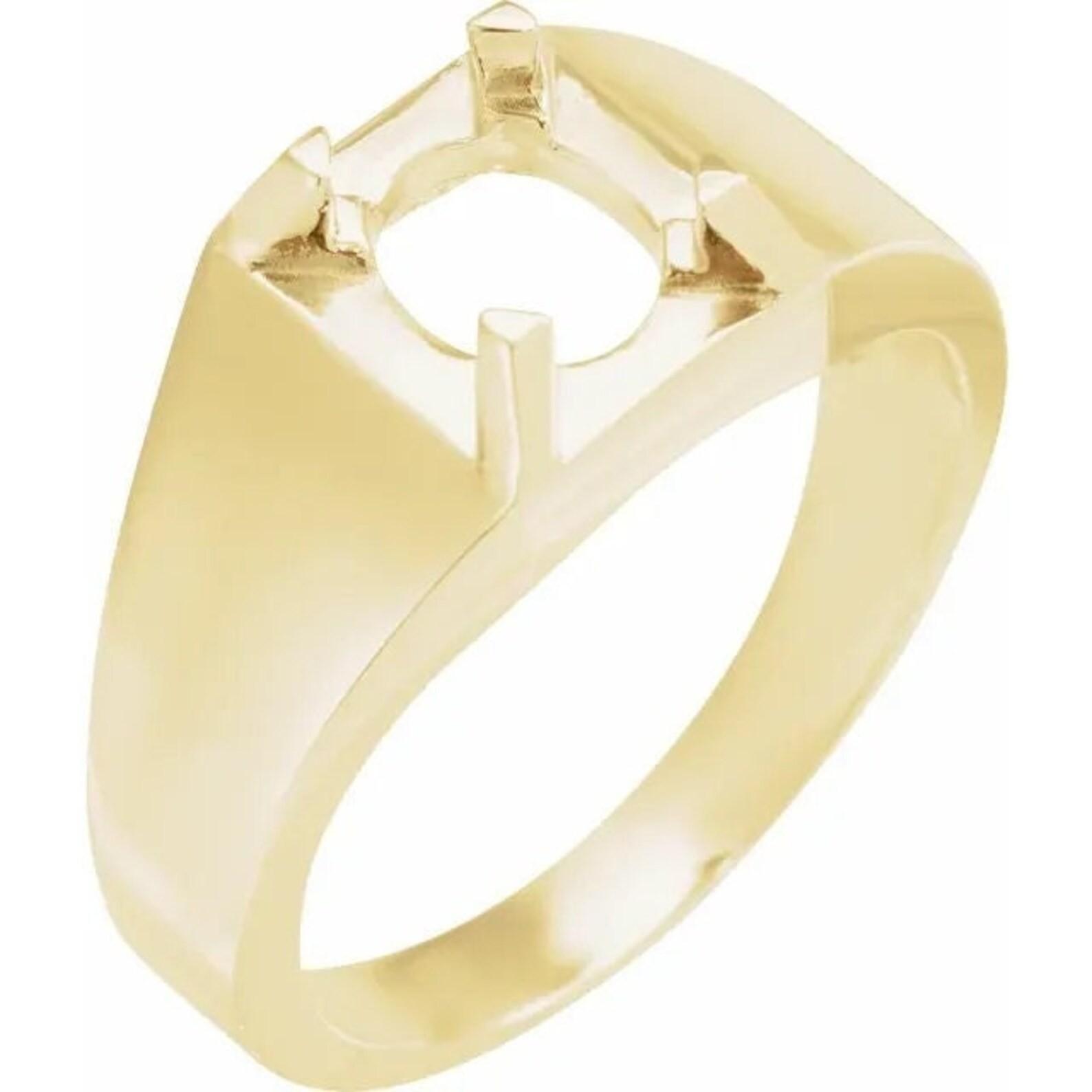 Men’s 18K Yellow Gold Over Mount Ring Prong Setting Oval 12x10MM Without Stone