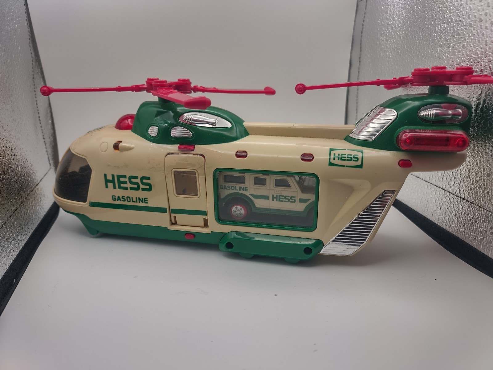 2001 HESS TOY TRUCK HELICOPTER with MOTORCYCLE CRUISER 