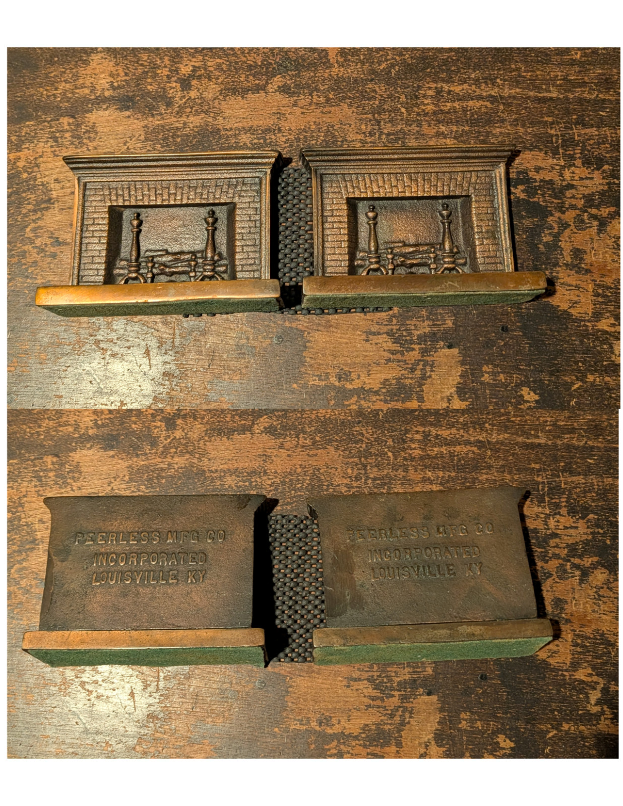Peerless MFG Co Inc-Louisville, KY Fireplace Heavy Bronze Colored Metal Bookends