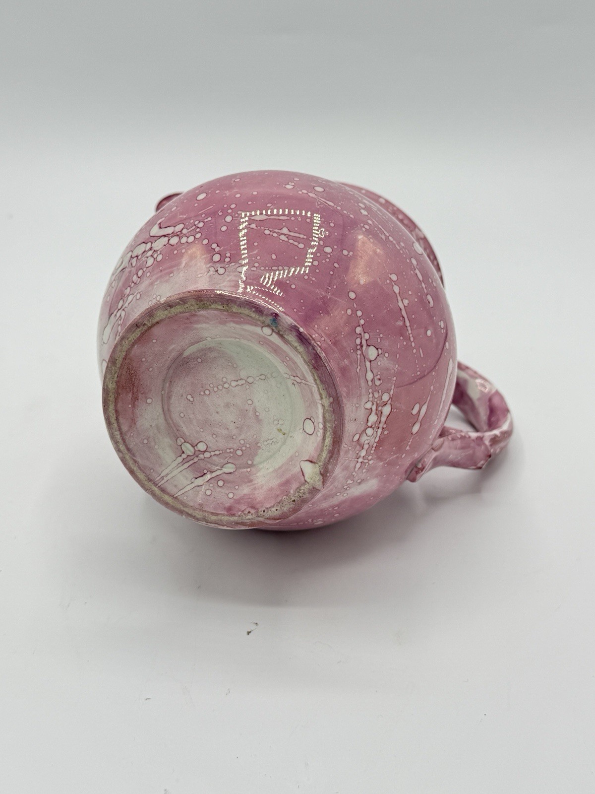 Antique English Pink Splash Lusterware Pitcher Jug Victorian 19th Century