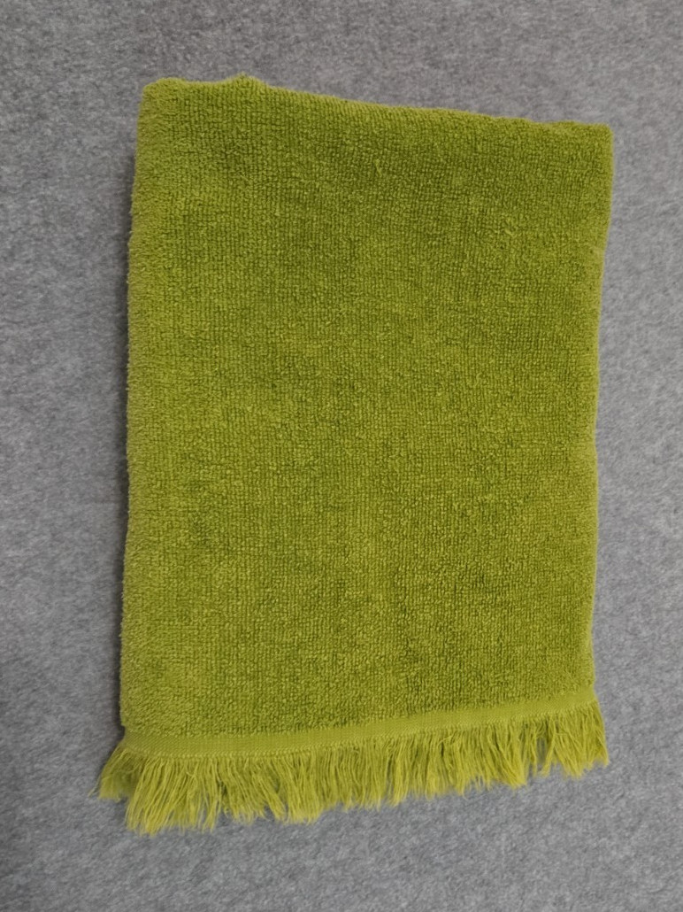 Vintage Cannon Monticello Towel Avocado Green Fringed Bath Towel Retro 70s MCM