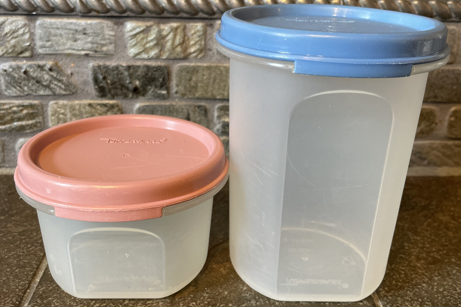 Tupperware Keepers Blue & Pink Lids Lot Of 2