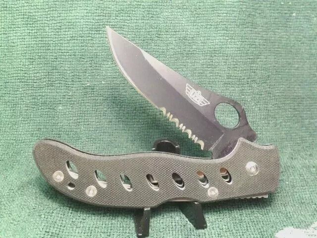 LOT of 2 POCKET KNIVES UZI ONE GREEN w/STONE WASHED TANTO & BLACK G10 HANDLES