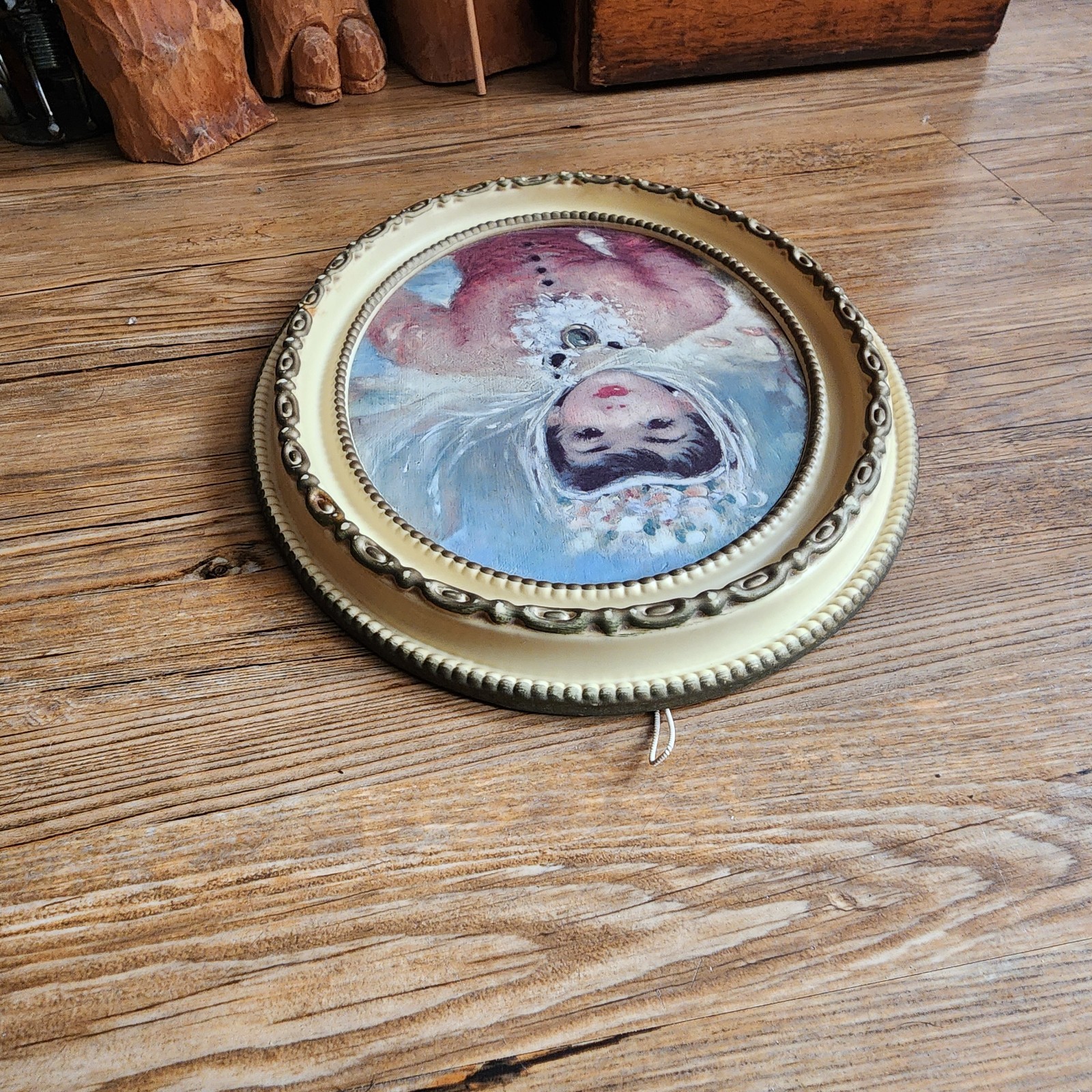 Vintage Oval Ornate Debutante Framed Pair of Lady Prints Wall Plaque 1950s-60s