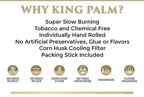 King Palm | Mini | Natural | Prerolled Palm Leafs | 2 Packs of 25 Each = 50Rolls
