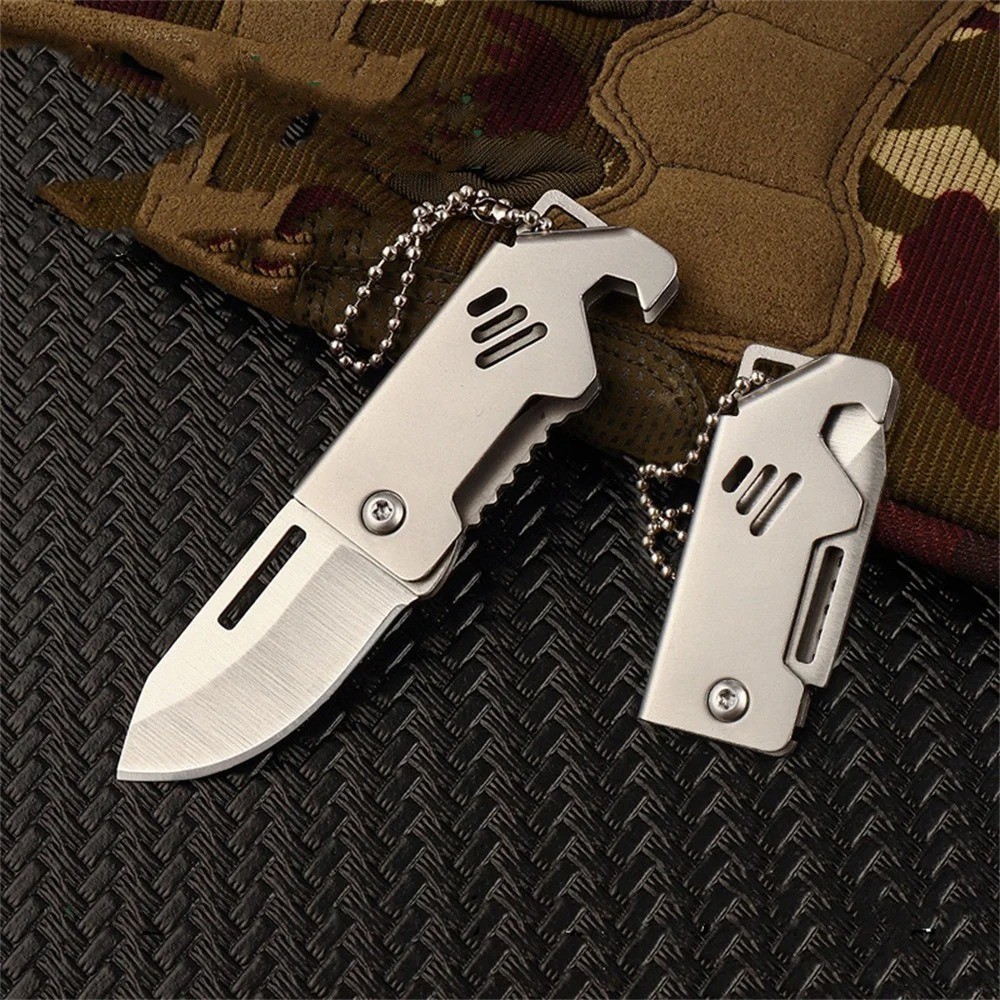 Mini Folding Pocket Knife Stainless Steel Keychain Outdoor Camping EDC Tool
