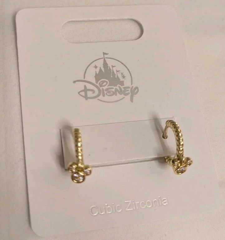 New Disney Parks Hoop Earrings With Jeweled Mickey Dangler