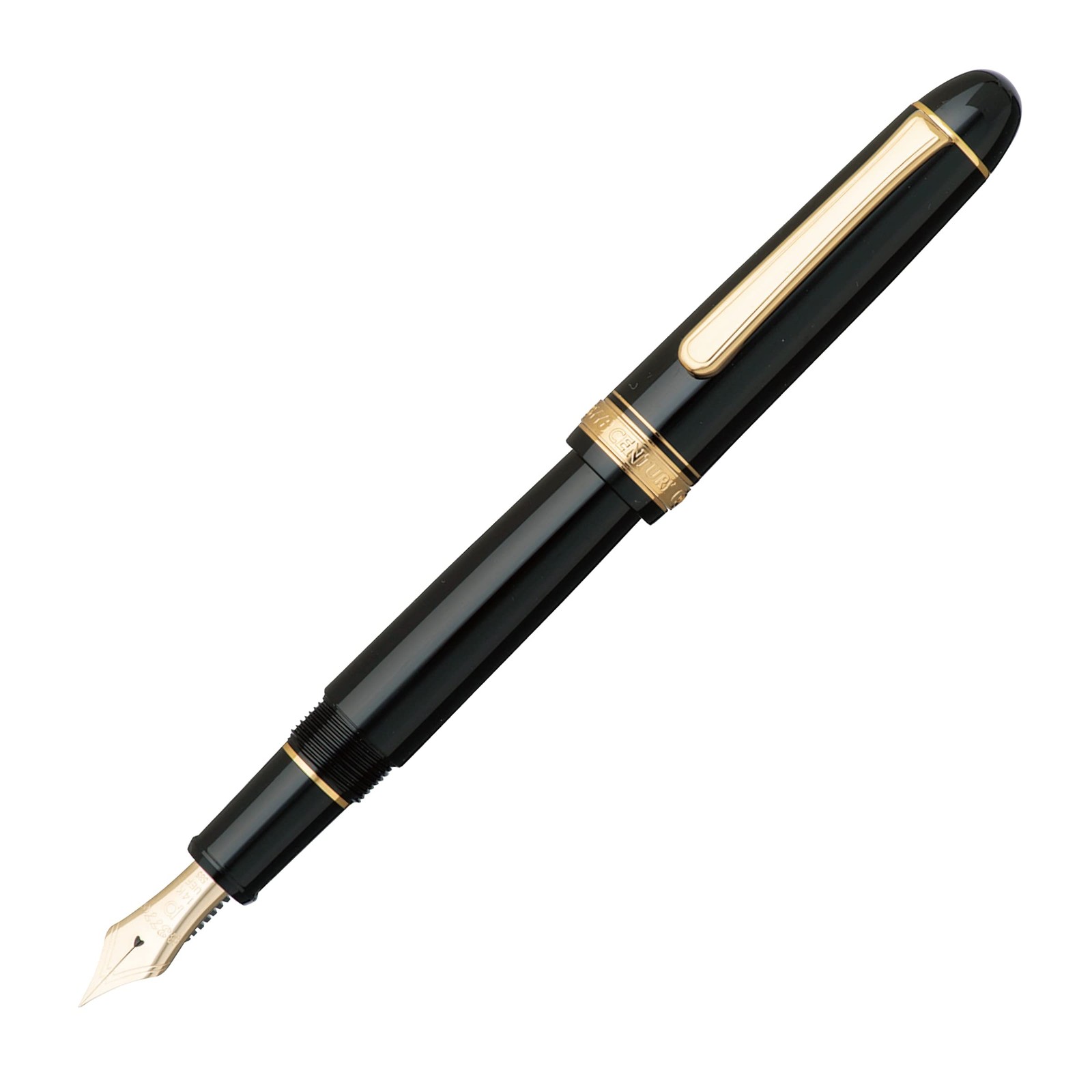 PLATINUM #3776 Century Fountain Pen 14K Gold Medium Nib Black in Black PNB-15000