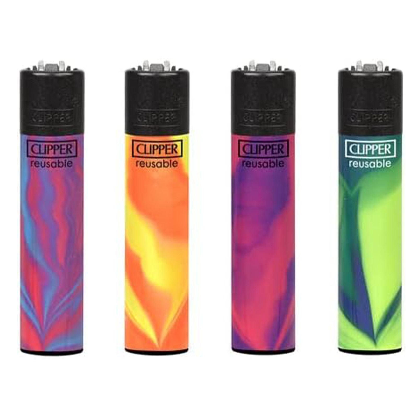 Clipper Lighters – 4 Pack, Pre-Filled. Removable Flints – Nebula 2 Design