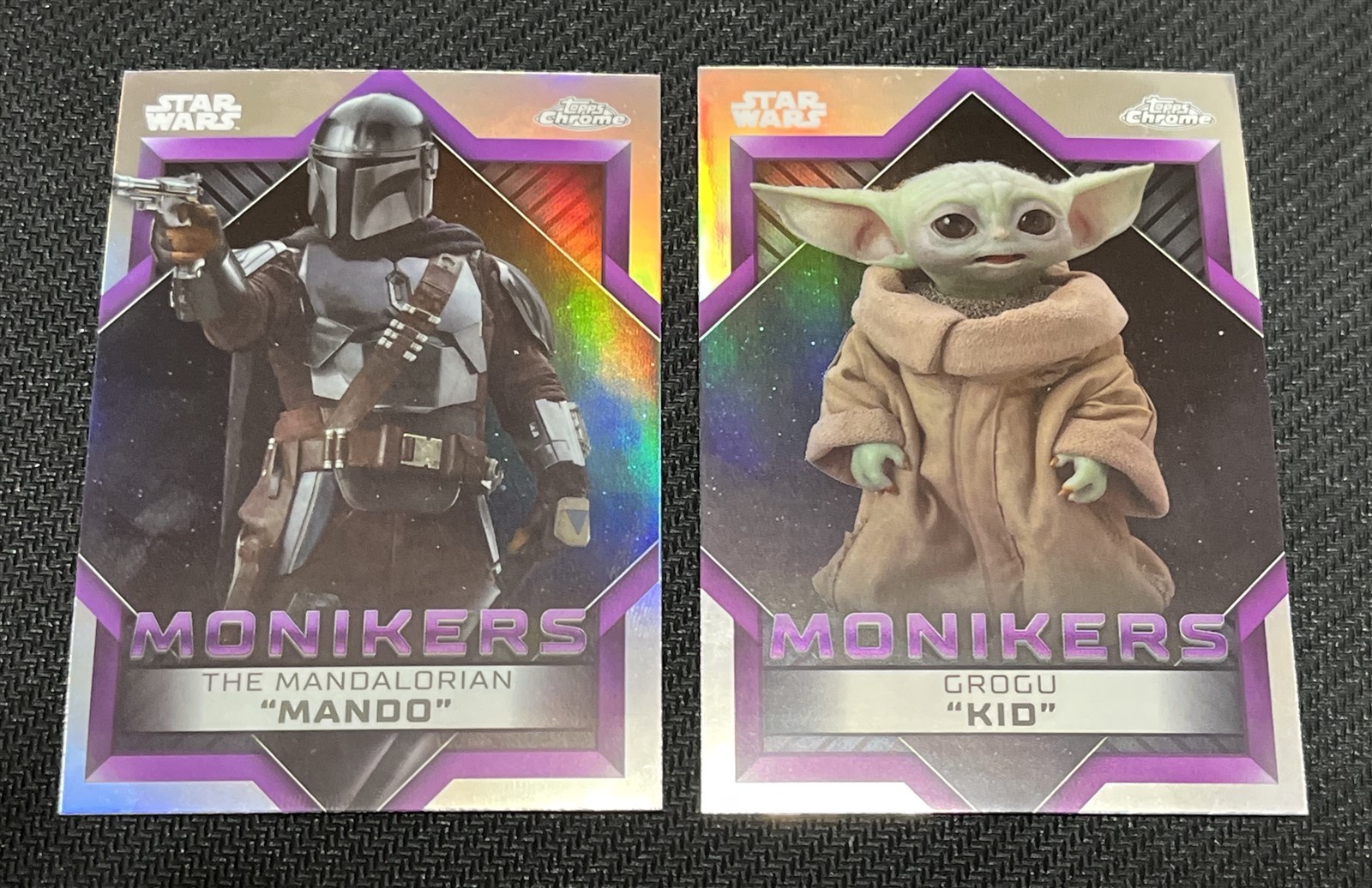 THE MANDALORIAN AND GROGU / 2023 Topps Chrome Star Wars Monikers Inserts M6 & M7