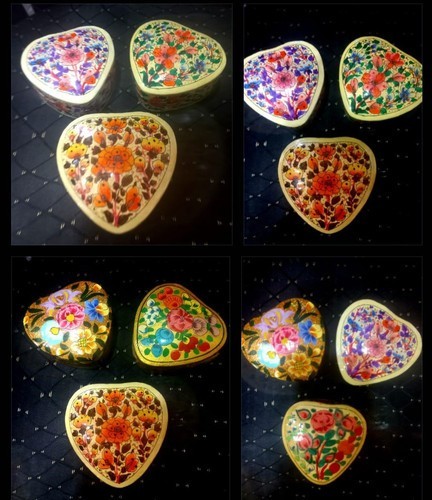 Exquisite Handpainted Paper Mache Trinket Jewelry Box Assorted Kashmir Art Women